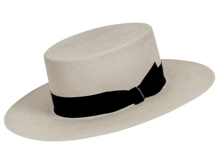 Cordobes Panama Hat in Natural Toquilla Straw with Wide Brim - Angle View | Superior Hats