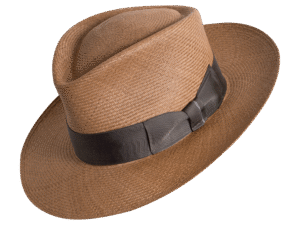 Fedora Galeras Panama Hat in Natural Toquilla Straw with Long Pinches - Angle View | Superior Hats