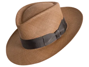 Fedora Galeras Panama Hat in Natural Toquilla Straw with Long Pinches - Angle View | Superior Hats