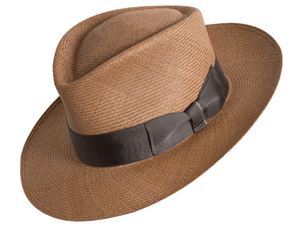 Fedora Galeras Panama Hat in Natural Toquilla Straw with Long Pinches - Angle View | Superior Hats