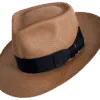 Fedora-Traces_Panama-Hat-Natural_Angle Fedora Traces Panama Hat in Natural Toquilla Straw with 1930s-Inspired Design - Angle View | Superior Hats