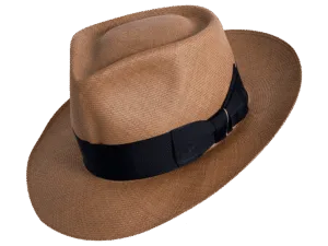 Fedora-Traces_Panama-Hat-Natural_Angle Fedora Traces Panama Hat in Natural Toquilla Straw with 1930s-Inspired Design - Angle View | Superior Hats