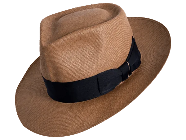 Fedora-Traces_Panama-Hat-Natural_Angle Fedora Traces Panama Hat in Natural Toquilla Straw with 1930s-Inspired Design - Angle View | Superior Hats