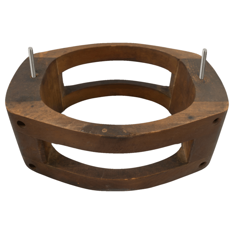 Universal support system for holding brim flanges firmly during the shaping process. Features removable pins for versatile positioning and compatibility with all flange styles.