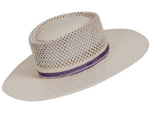 Panama Hat Gambler Openwork Ivory Gambler with Minimalist Band - Angled View | Superior Hats