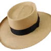 Gambler_Panama-Hat-Natural_Angle Gambler Panama Hat in Natural Toquilla Straw with Curled Brim - Angle View | Superior Hats
