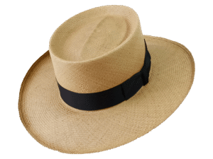 Gambler Panama Hat in Natural Toquilla Straw with Curled Brim - Angle View | Superior Hats