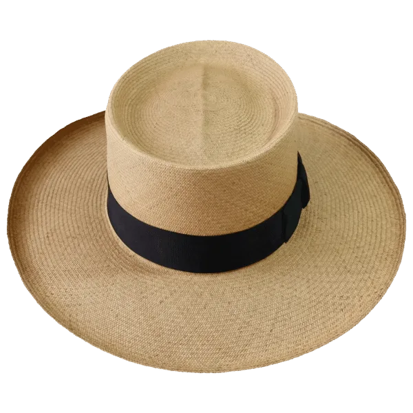 Gambler_Panama-Hat-Natural_Front Gambler Panama Hat in Natural Toquilla Straw with Telescope Crown - Front View | Superior Hats
