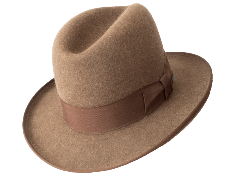 Classic with relaxed character. Center crease crown and brim with pronounced curl, front and back drop Superior Hats