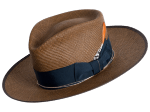 Maverick Panama Hat in Natural Toquilla Straw with Wide Hatband - Angle View | Superior Hats