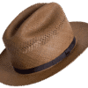 Open Road Panama Hat in Natural Toquilla Straw with Upturned Brim - Angle View | Superior Hats