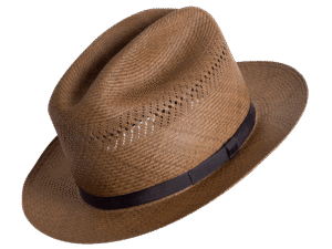 Open Road Panama Hat in Natural Toquilla Straw with Upturned Brim - Angle View | Superior Hats