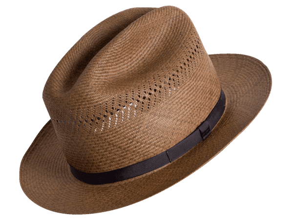 Open Road Panama Hat in Natural Toquilla Straw with Upturned Brim - Angle View | Superior Hats