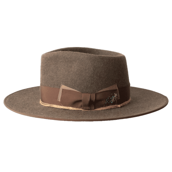 Outland Fedora with Premium Rustfelt Finish - Side Profile | Superior Hats