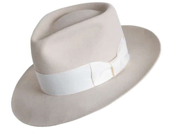 Sleek_Vintage-Inspired-Tall-Crown-Fedora_View-Angle Inspired by the refined style of the 1940s, this Fedora Hat combines a tall crown, snap brim - Superior Hats