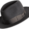 Angle View: Versatile Trilby Hat highlighting the snap brim and artisanal design for seamless transitions between formal and casual occasions. Superior Hats.