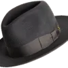 Angle View: Versatile Trilby Hat highlighting the snap brim and artisanal design for seamless transitions between formal and casual occasions. Superior Hats.
