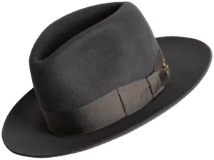 Trilby_Classic-Hat-Center-Dent-Crown_Angle Angle View: Versatile Trilby Hat highlighting the snap brim and artisanal design for seamless transitions between formal and casual occasions. Superior Hats.