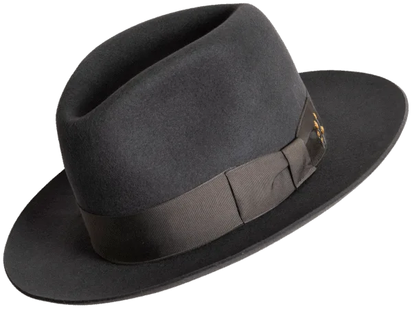 Angle View: Versatile Trilby Hat highlighting the snap brim and artisanal design for seamless transitions between formal and casual occasions. Superior Hats.