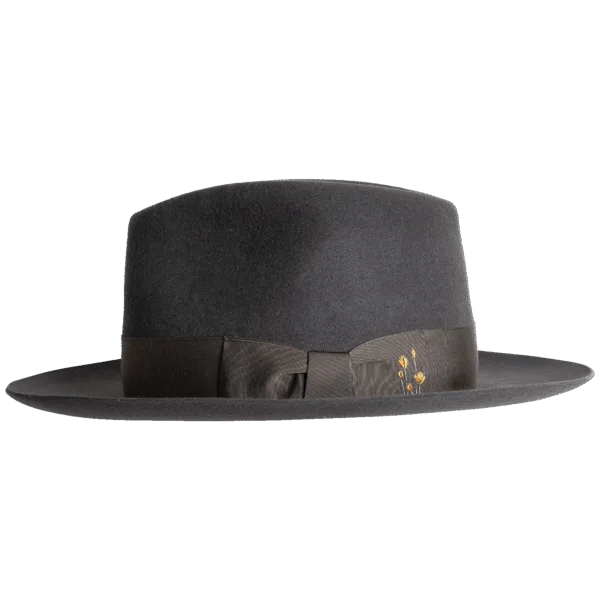Side View: Detailed side profile of the Trilby Hat, featuring premium felt quality and timeless style for a unique statement. Superior Hats.
