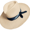 Aqua Panama Hat with Fluid Silhouette and Velvet Ribbon - Angle View | Superior Hats