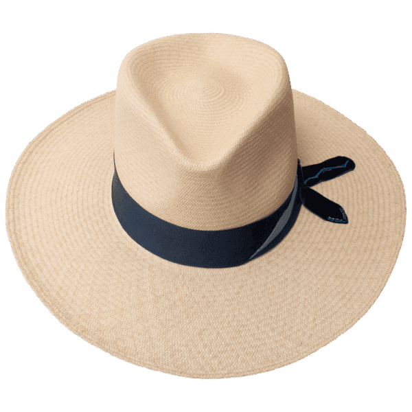 Aqua Panama Fedora with Tall Crown and Extended Brim - Front View | Superior Hats