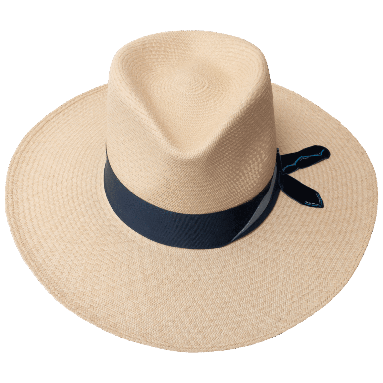 Aqua Panama Fedora with Tall Crown and Extended Brim - Front View | Superior Hats