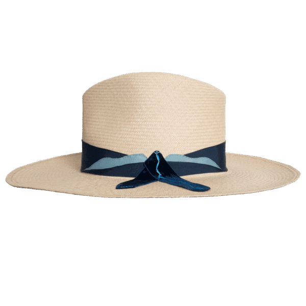 Aqua Panama Fedora with Clean Contemporary Lines - Side Profile | Superior Hats