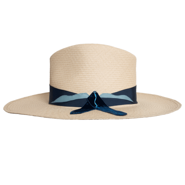 Aqua Panama Fedora with Clean Contemporary Lines - Side Profile | Superior Hats