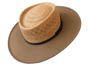 Dorian_Dualist_Angle Dualist Hat Dorian with Semi-Calado Straw and Felt Contrast - Angle View | Superior Hats