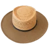 Dorian_Dualist_Front Dualist Hat Dorian with Low Telescope straw Crown and Felt Brim - Front View | Superior Hats