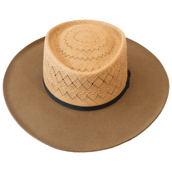 Dualist Hat Dorian with Low Telescope straw Crown and Felt Brim - Front View | Superior Hats