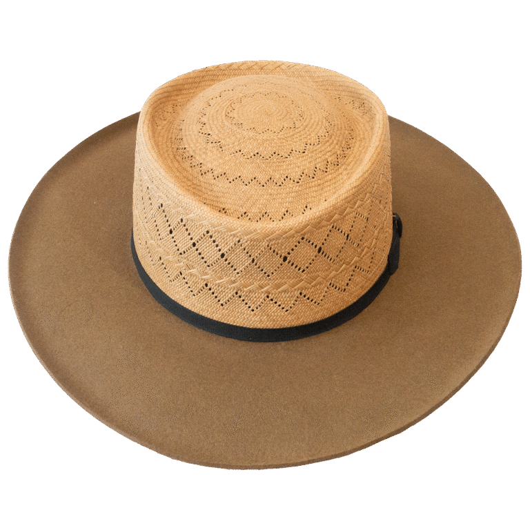 Dualist Hat Dorian with Low Telescope straw Crown and Felt Brim - Front View | Superior Hats