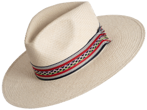 Fedora Hearth Panama Hat in Natural Toquilla Straw with Woven Band - Angle View | Superior Hats
