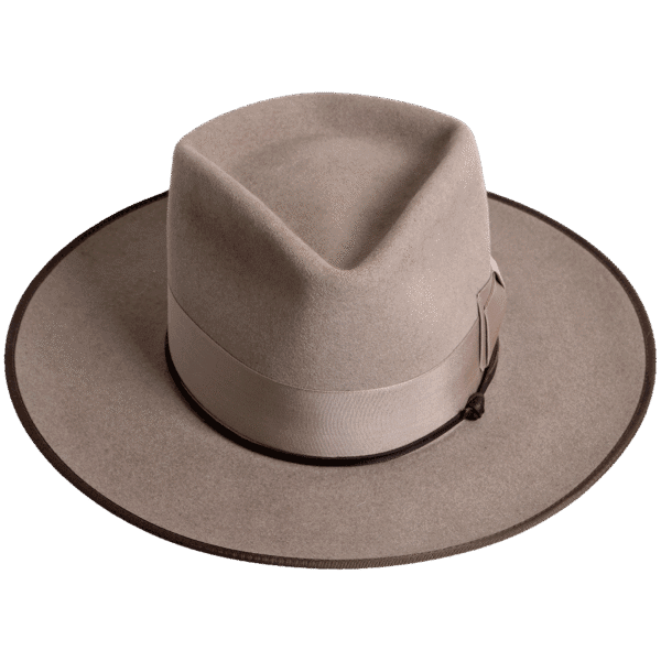 Premium Felt Hat Flâneur with Diamond Crown and Wide Brim - Front View