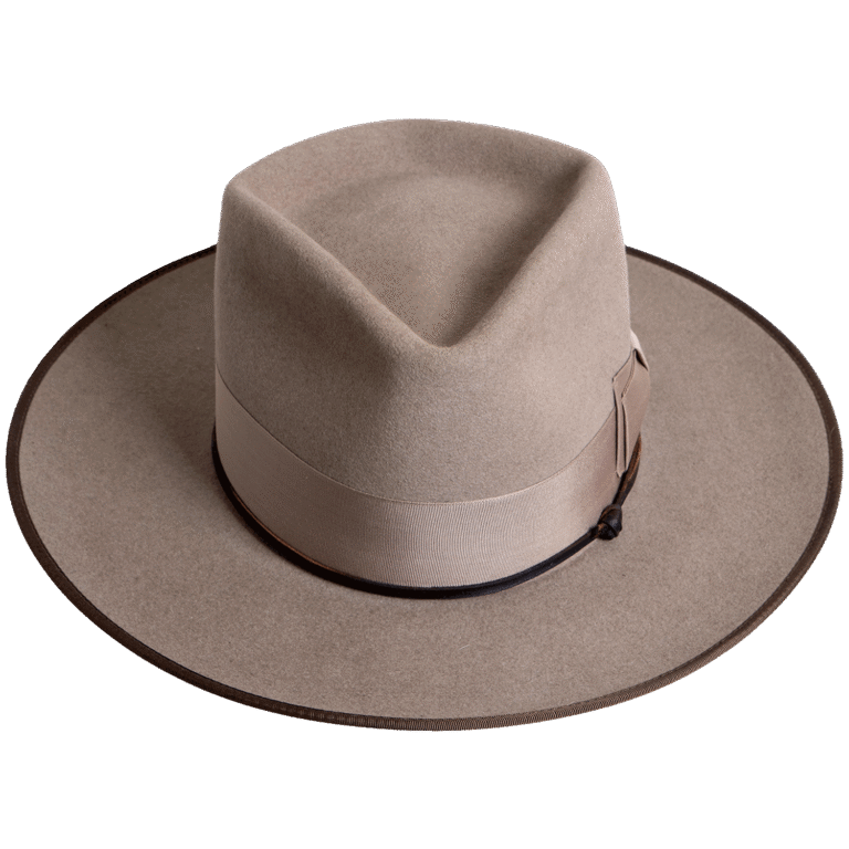 Premium Felt Hat Flâneur with Diamond Crown and Wide Brim - Front View