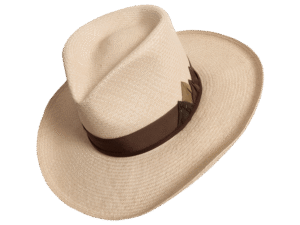 Mountain Panama Hat with Toquilla Straw and Mountain Motif - Angle View | Superior Hats