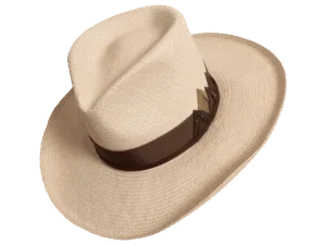 Mountain Panama Hat with Toquilla Straw and Mountain Motif - Angle View | Superior Hats