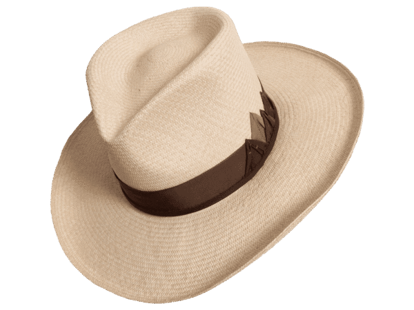Mountain Panama Hat with Toquilla Straw and Mountain Motif - Angle View | Superior Hats