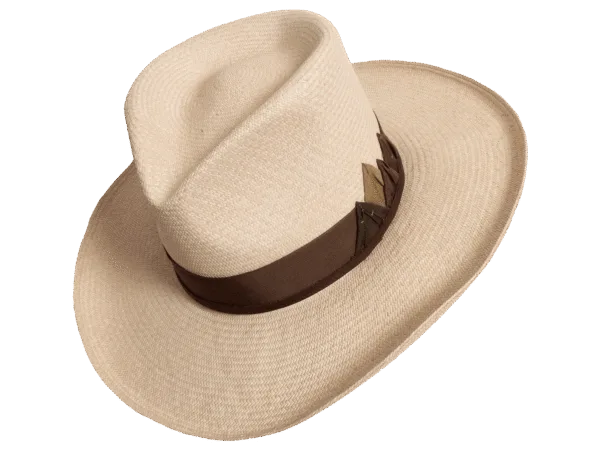 Mountain_Panama_Angle Mountain Panama Hat with Toquilla Straw and Mountain Motif - Angle View | Superior Hats