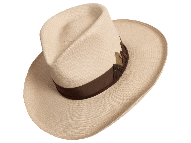 Mountain Panama Hat with Toquilla Straw and Mountain Motif - Angle View | Superior Hats