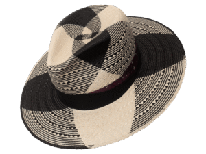 Nightfall Panama Hat with Black and White Pattern Weave - Angle View | Superior Hats