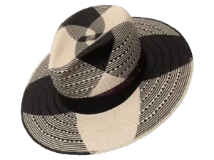 Nightfall Panama Hat with Black and White Pattern Weave - Angle View | Superior Hats