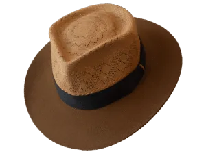 Ravel_Dualist_Angle Dualist Hat Ravel with Toquilla Straw Crown and Felt Brim - Angle View | Superior Hats
