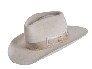 The Roamer Hat in a front-angle perspective, showcasing the 11 cm teardrop fedora crown and premium rabbit felt craftsmanship. A perfect fusion of urban elegance and rugged character by Superior Hats.