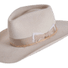 The Roamer Hat in a front-angle perspective, showcasing the 11 cm teardrop fedora crown and premium rabbit felt craftsmanship. A perfect fusion of urban elegance and rugged character by Superior Hats.