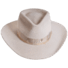 A versatile view of the Roamer Hat, emphasizing the 9 cm western-inspired brim and smooth artisanal design, ideal for transitioning effortlessly between city sophistication and countryside charm. Superior Hats.