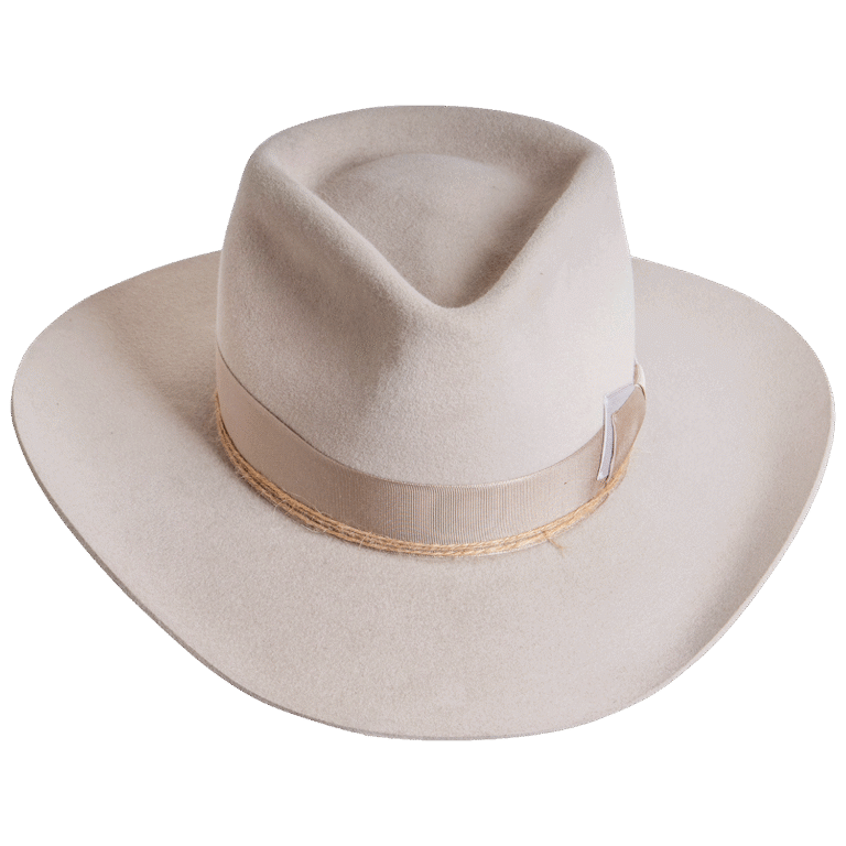 A versatile view of the Roamer Hat, emphasizing the 9 cm western-inspired brim and smooth artisanal design, ideal for transitioning effortlessly between city sophistication and countryside charm. Superior Hats.
