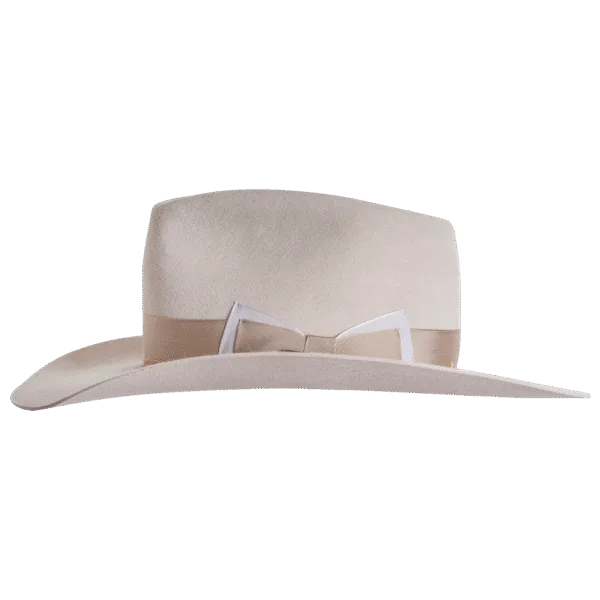 A detailed side profile of the Roamer Hat, highlighting the luxurious rabbit felt quality and timeless hybrid fedora style for a unique, urban-western statement. Superior Hats.