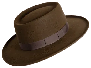 The-Gambler_Classic-Western-Hat-with-Telescope-Crown_View-Angle Handcrafted Gambler Hat with Artisan Detailing - angle View | Superior Hats